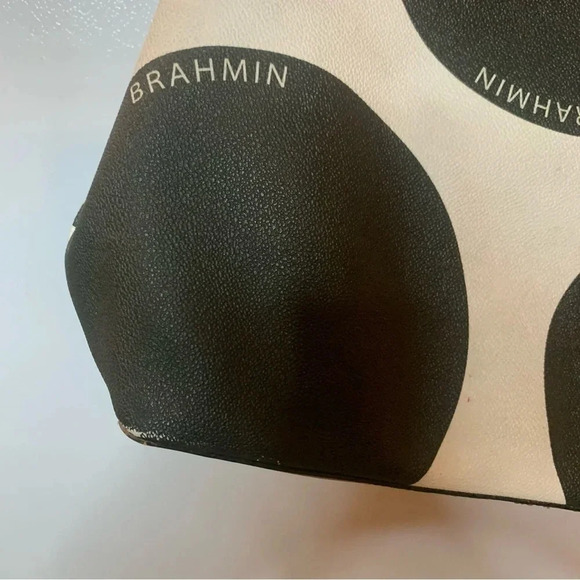 Brahmin Big Dots  Brown Tote Bag Leather - Picture 5 of 13